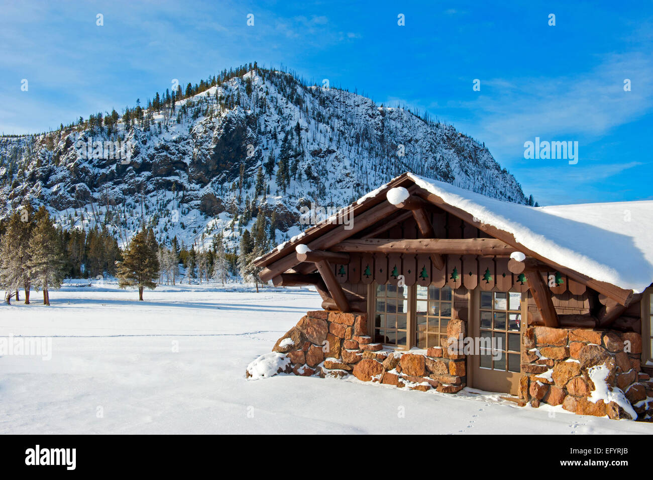Winter Mountain River Landscape Stock Photo