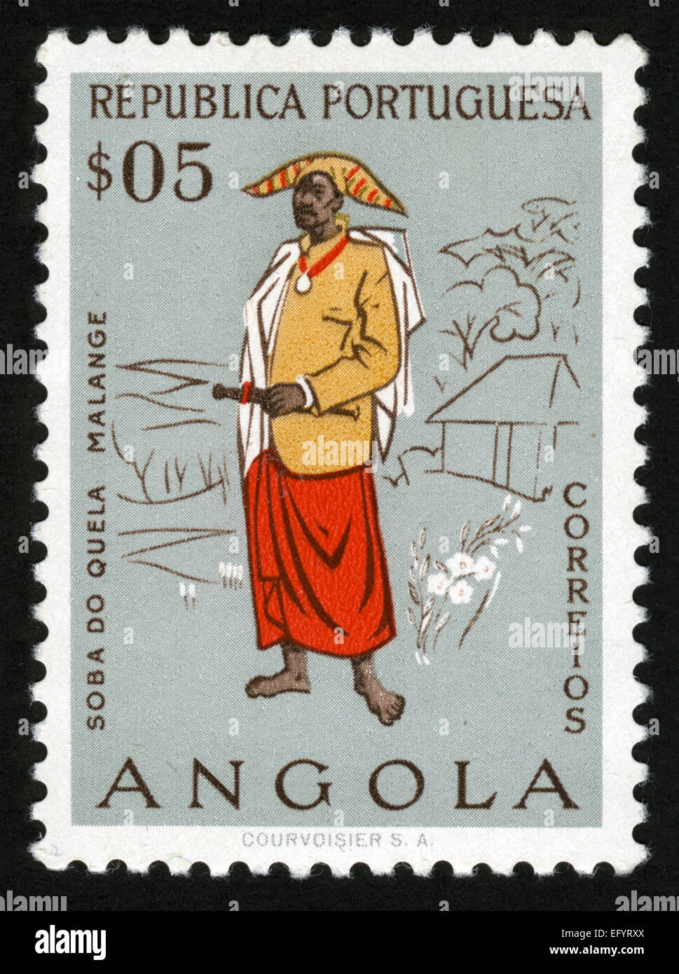 Angola, post mark, stamp,folklore, costumes, clothing Stock Photo - Alamy