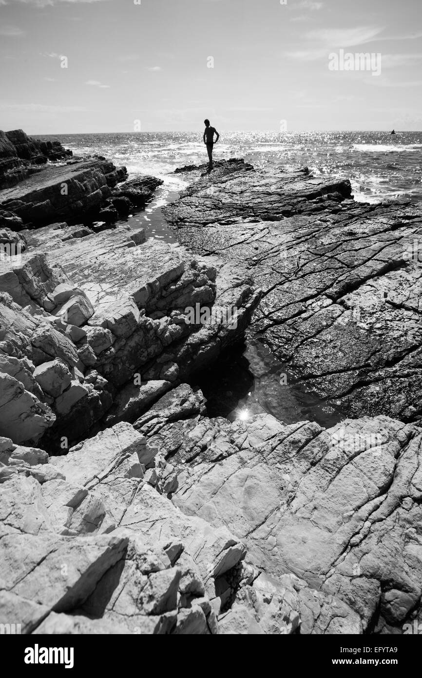 Man on the shore  horizon Stock Photo