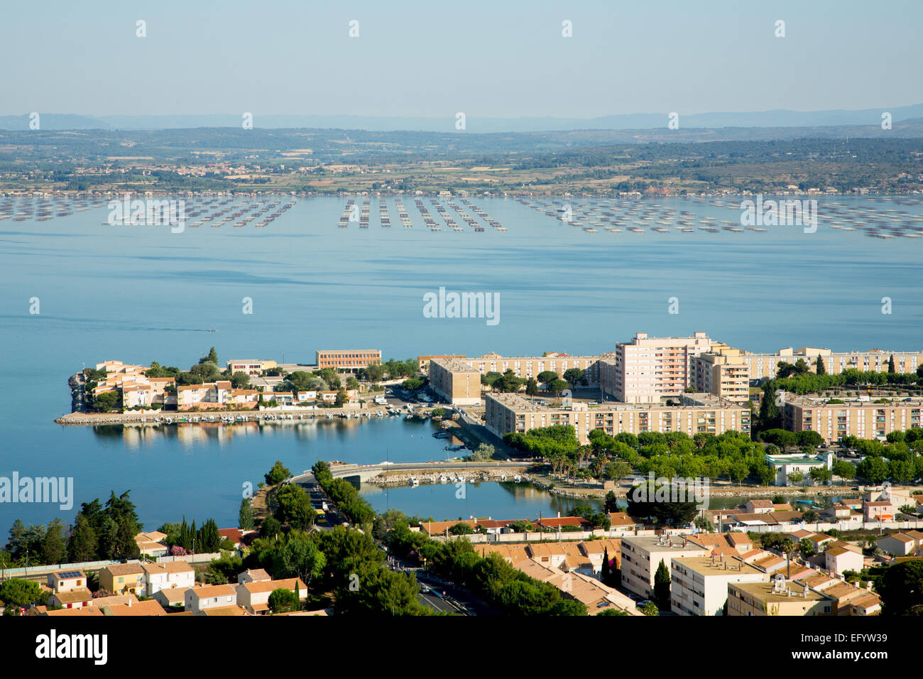 Sète (Hérault department in the Languedoc-Roussillon region in southern France): view over the Etang de Thau Stock Photo