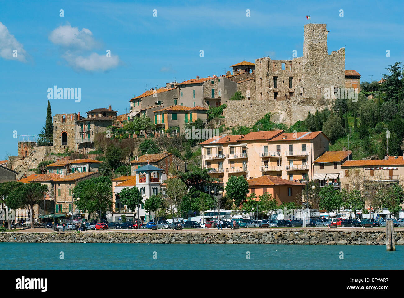 Village of Passignano, Lake Trasimeno, Umbria, Italy, Europe Stock Photo