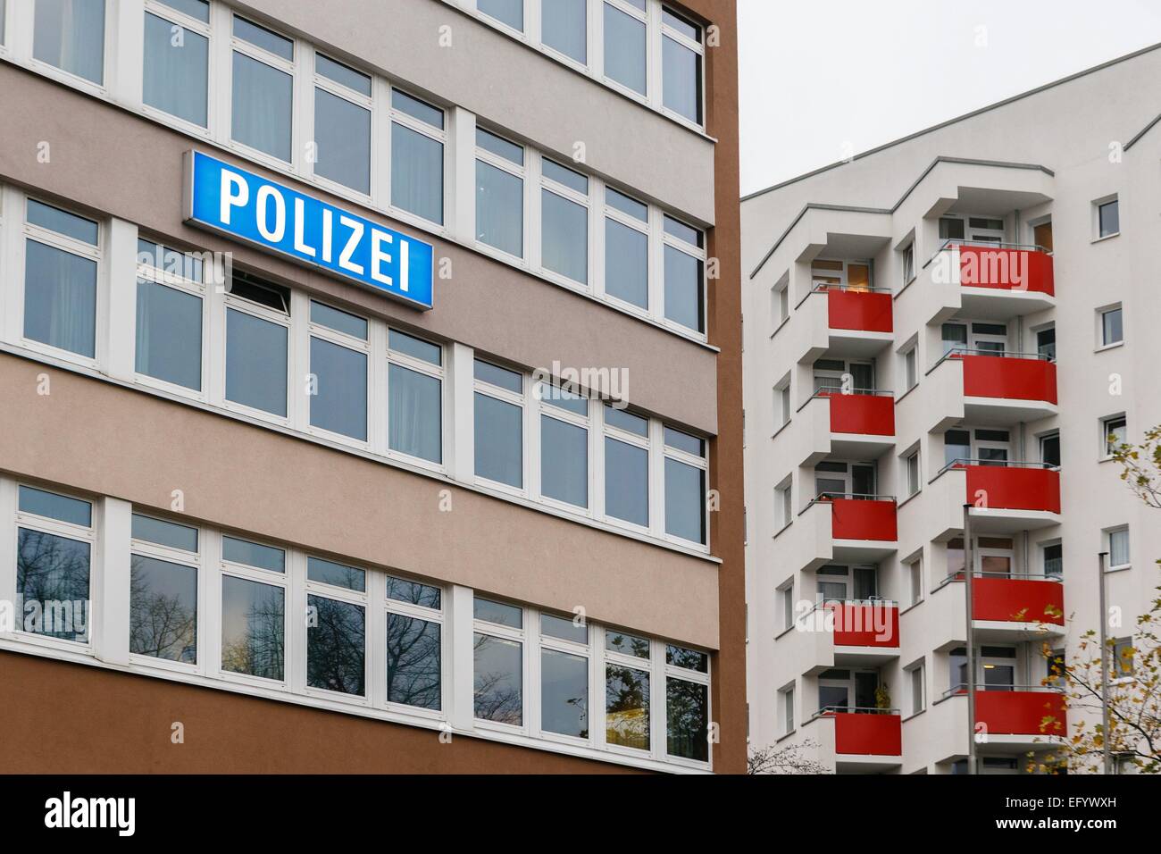 Police station in residential area Stock Photo