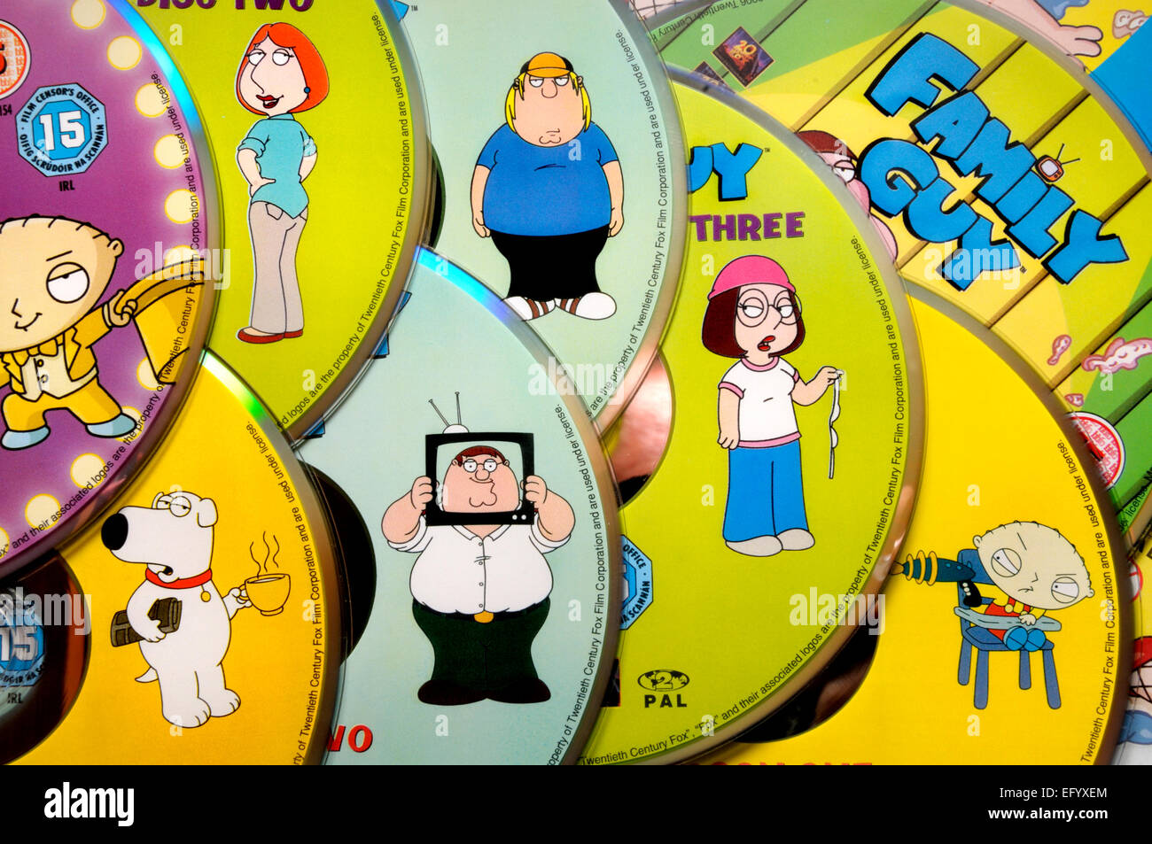 Family Guy DVDs, showing characters Stock Photo