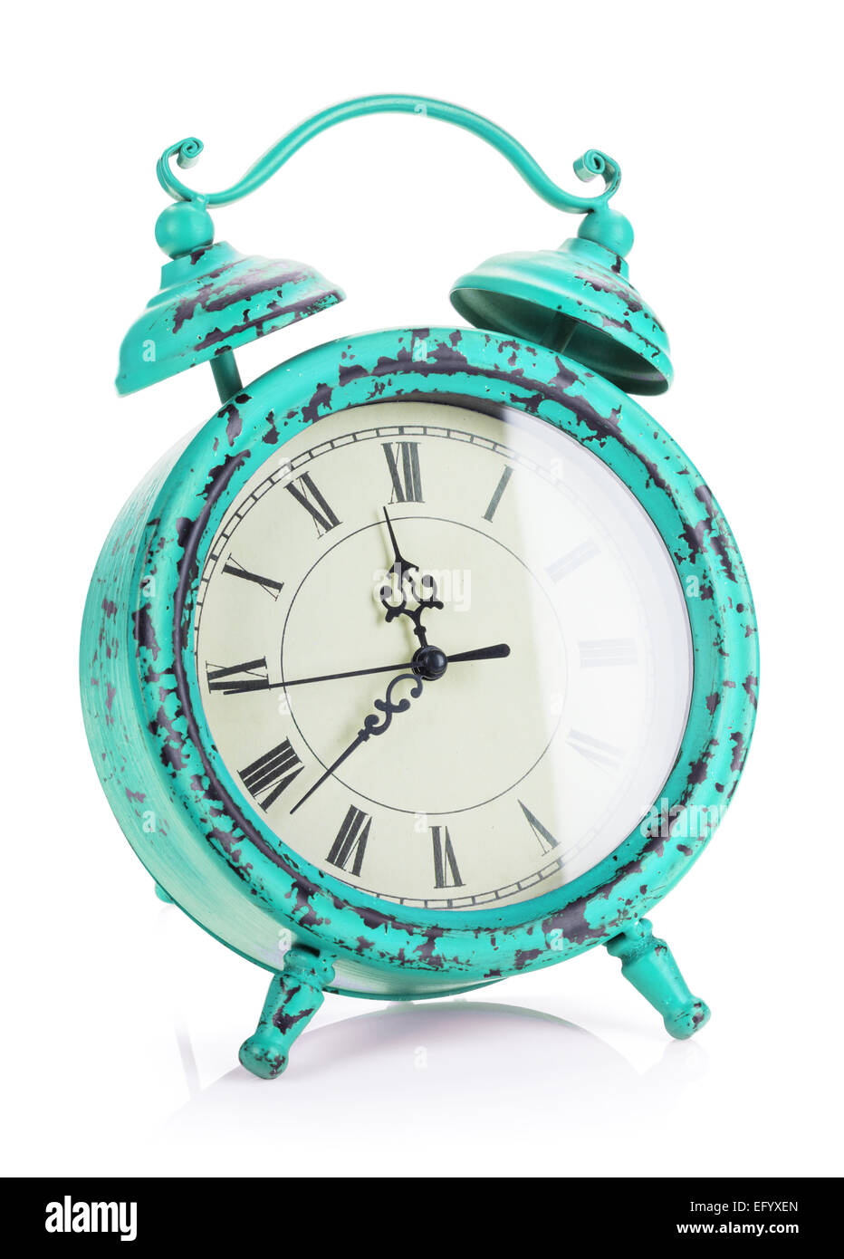 Vintage alarm clock. Isolated on white background Stock Photo - Alamy