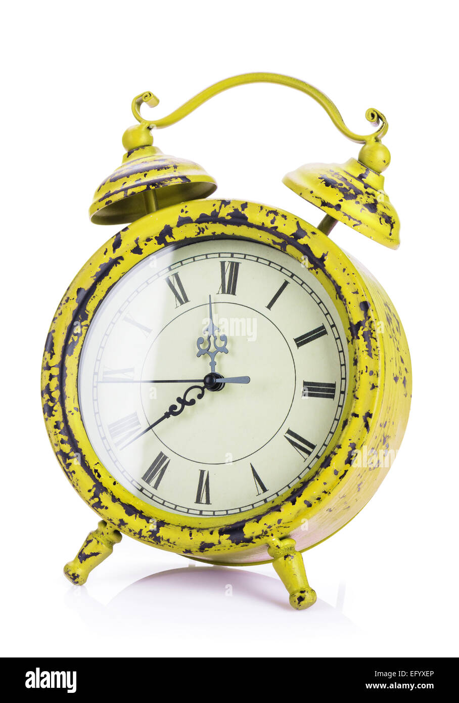 Vintage alarm clock. Isolated on white background Stock Photo - Alamy
