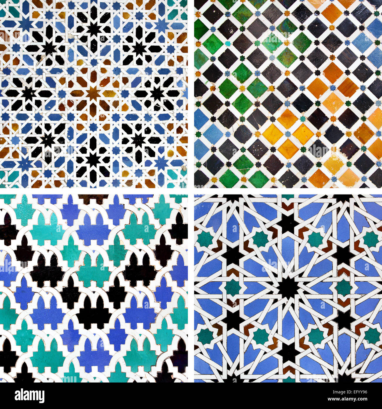 Moorish Pattern Ancient moorish ceramic tiles with pattern Stock Photo - Alamy