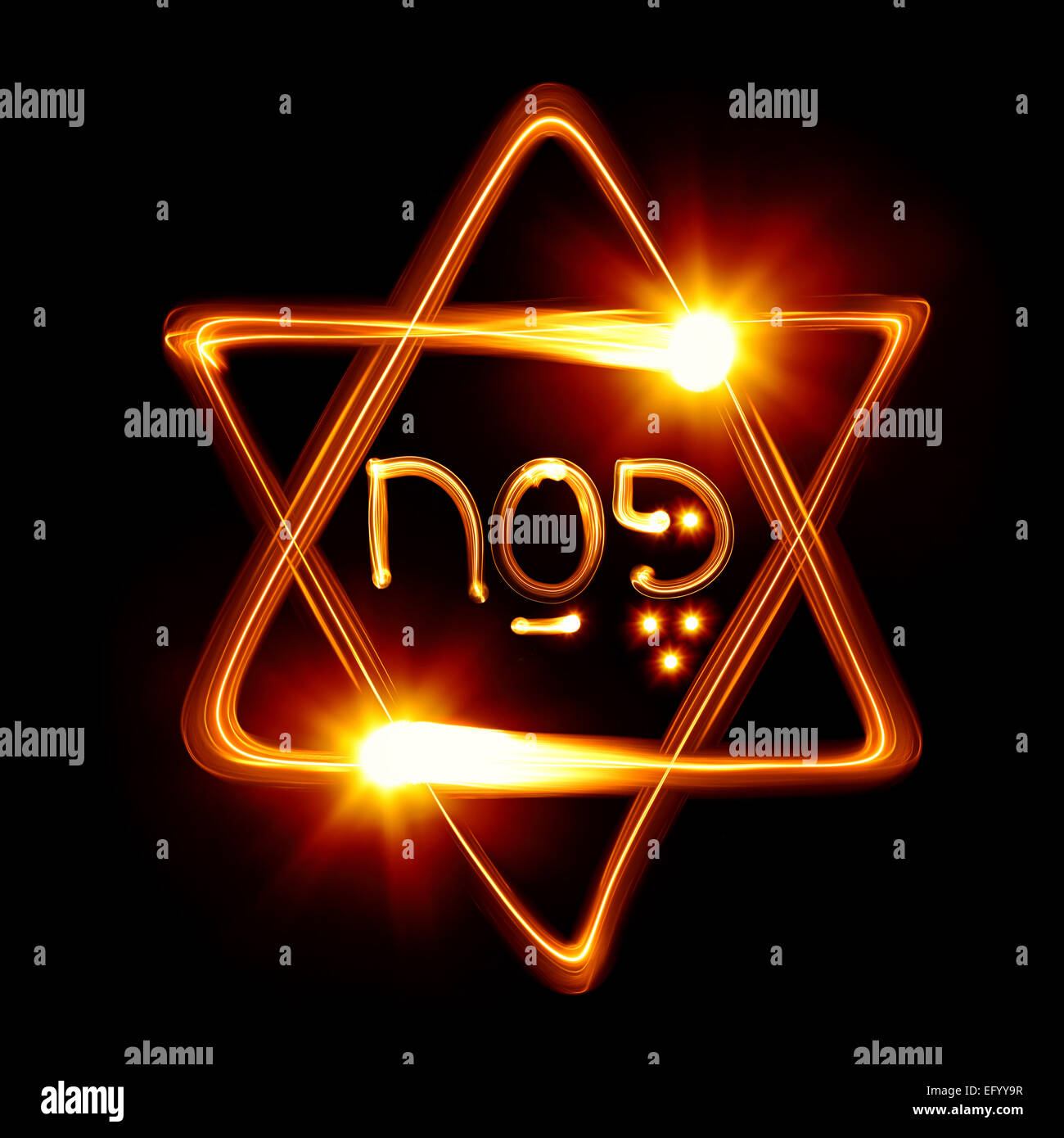 Passover - Star of David created by light Stock Photo