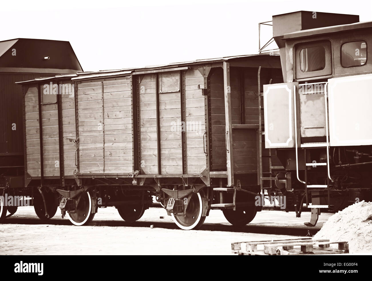 retro old train wagons, vintage background Stock Photo Alamy