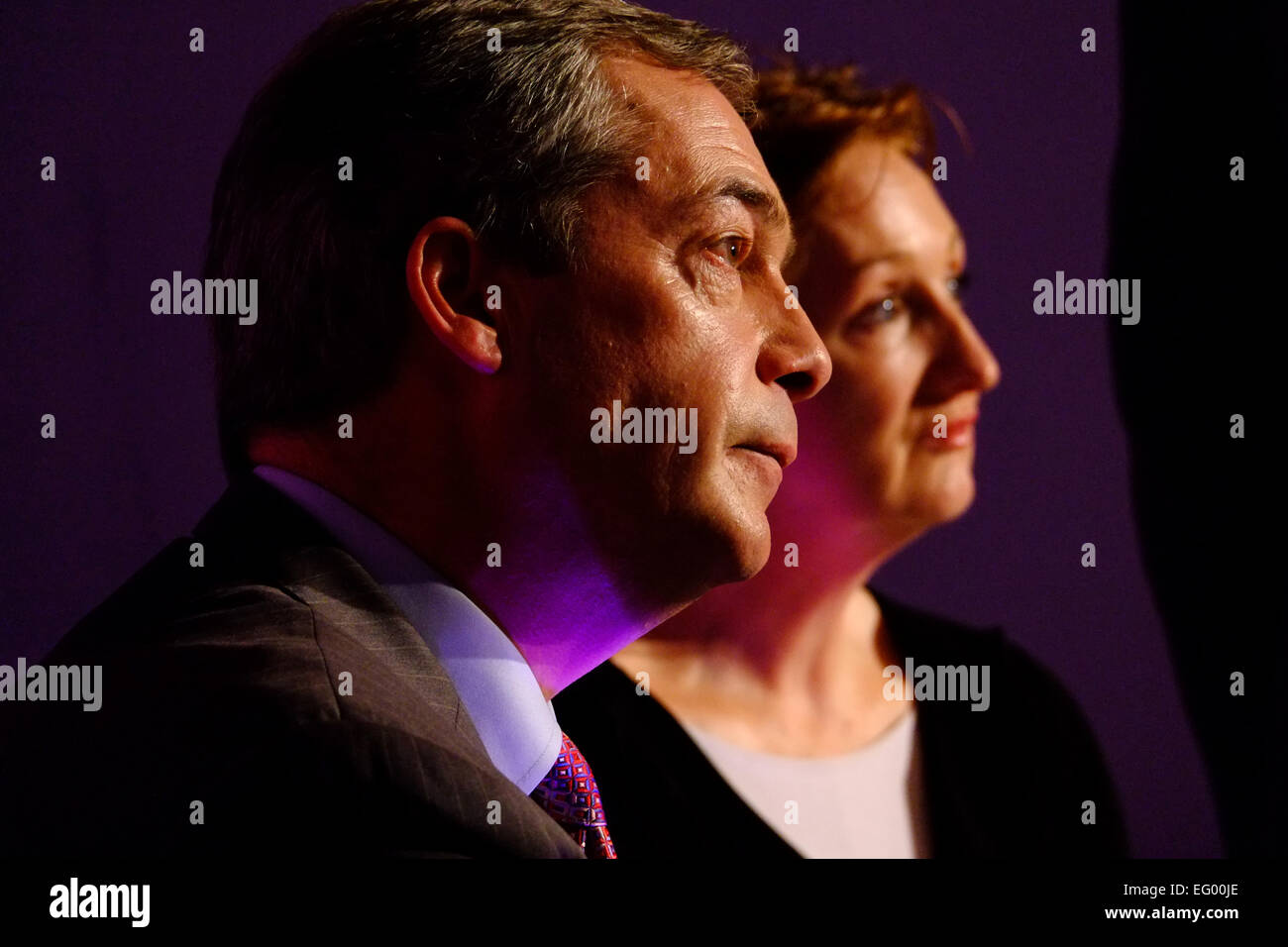 Canvey Island, Essex, UK. 12th Feb, 2015. Nigel Farage and Suzanne Evans Credit:  Rachel Megawhat/Alamy Live News Stock Photo