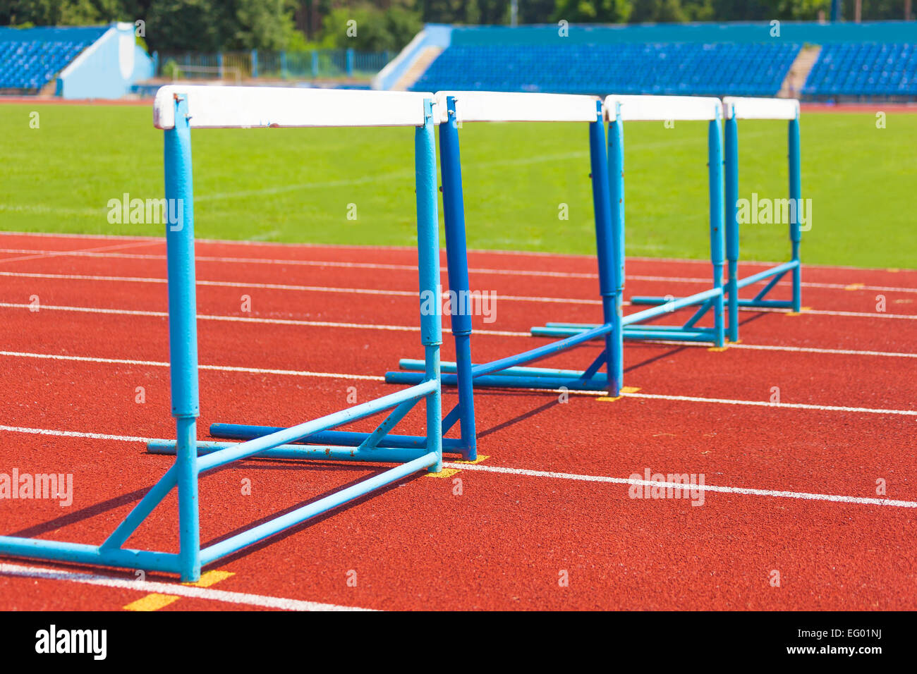treadmill with obstacles with obstacles, sport background Stock Photo