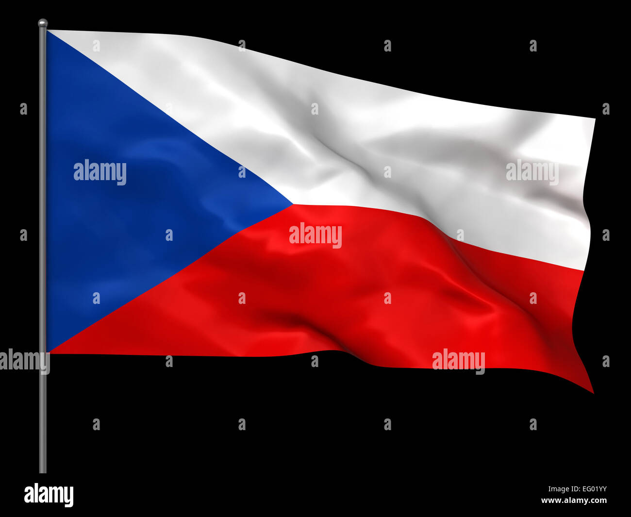 Waving Czech flag over black background Stock Photo