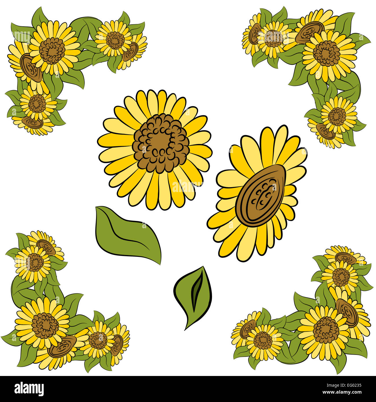 An image of a sunflower design element set Stock Photo Alamy