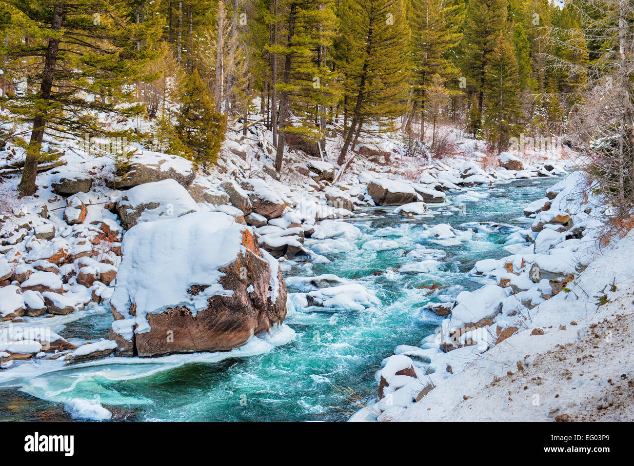 Winter Mountain River Landscape Stock Photo - Alamy