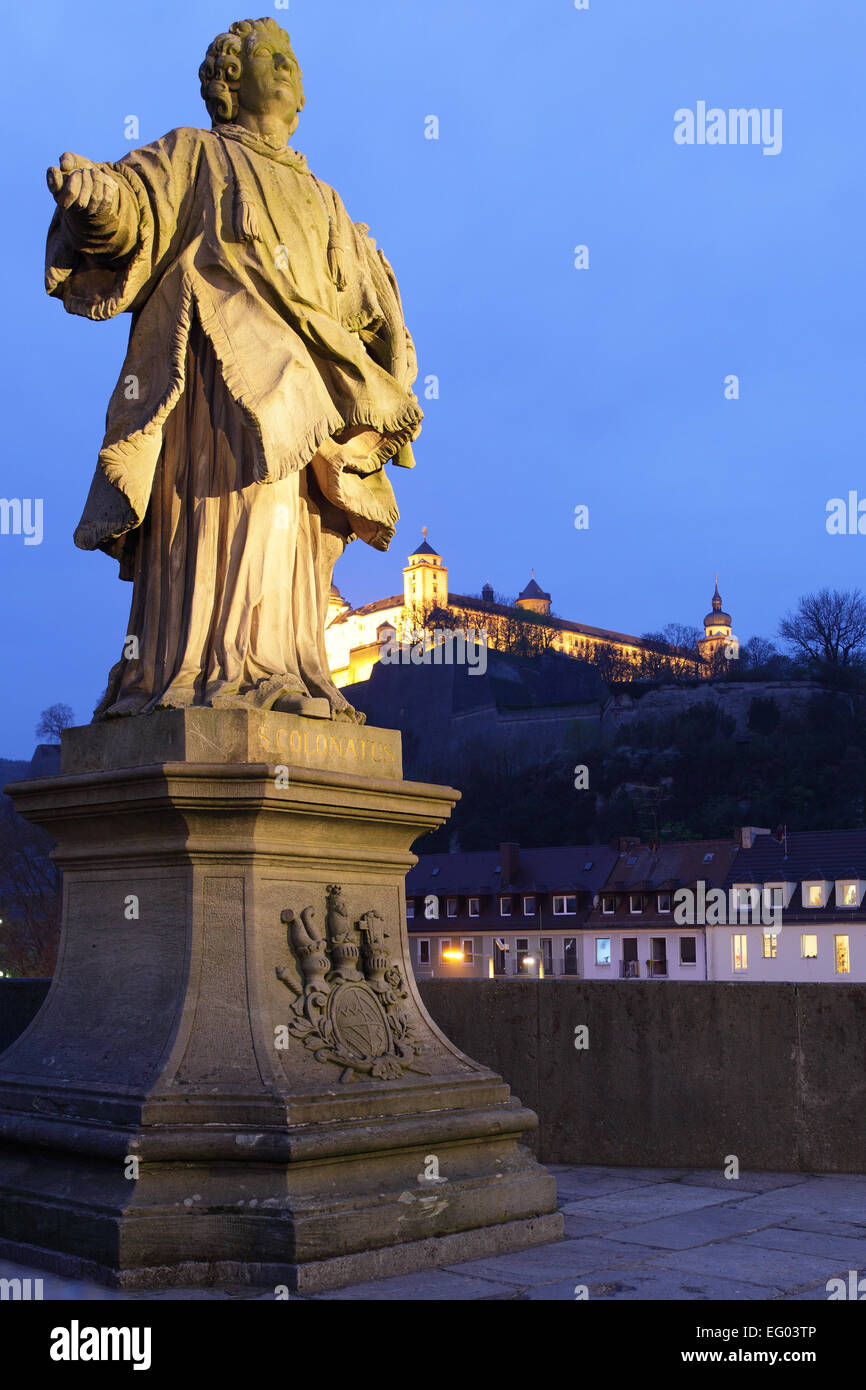 Sculpture on Old bridge in Wurzburg (1730 A.D.), Germany Stock Photo