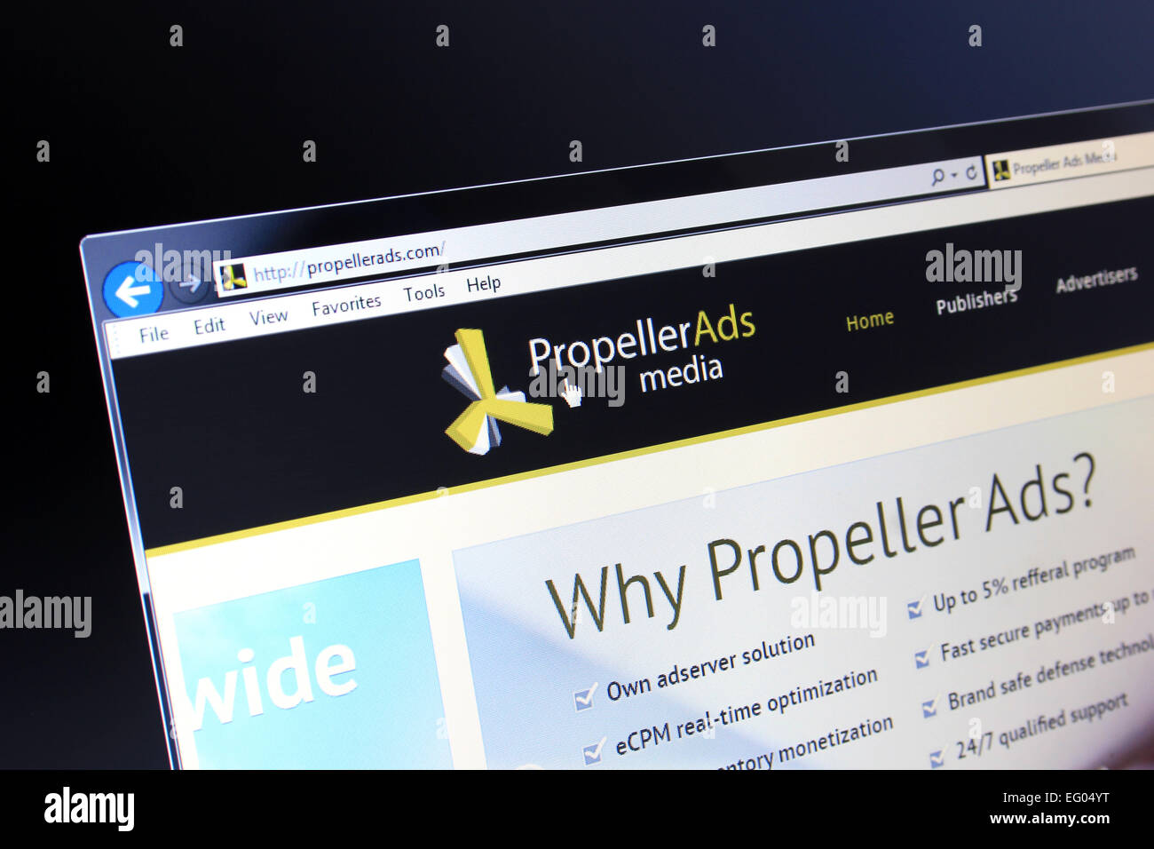 Propeller Ads Media website Stock Photo Alamy