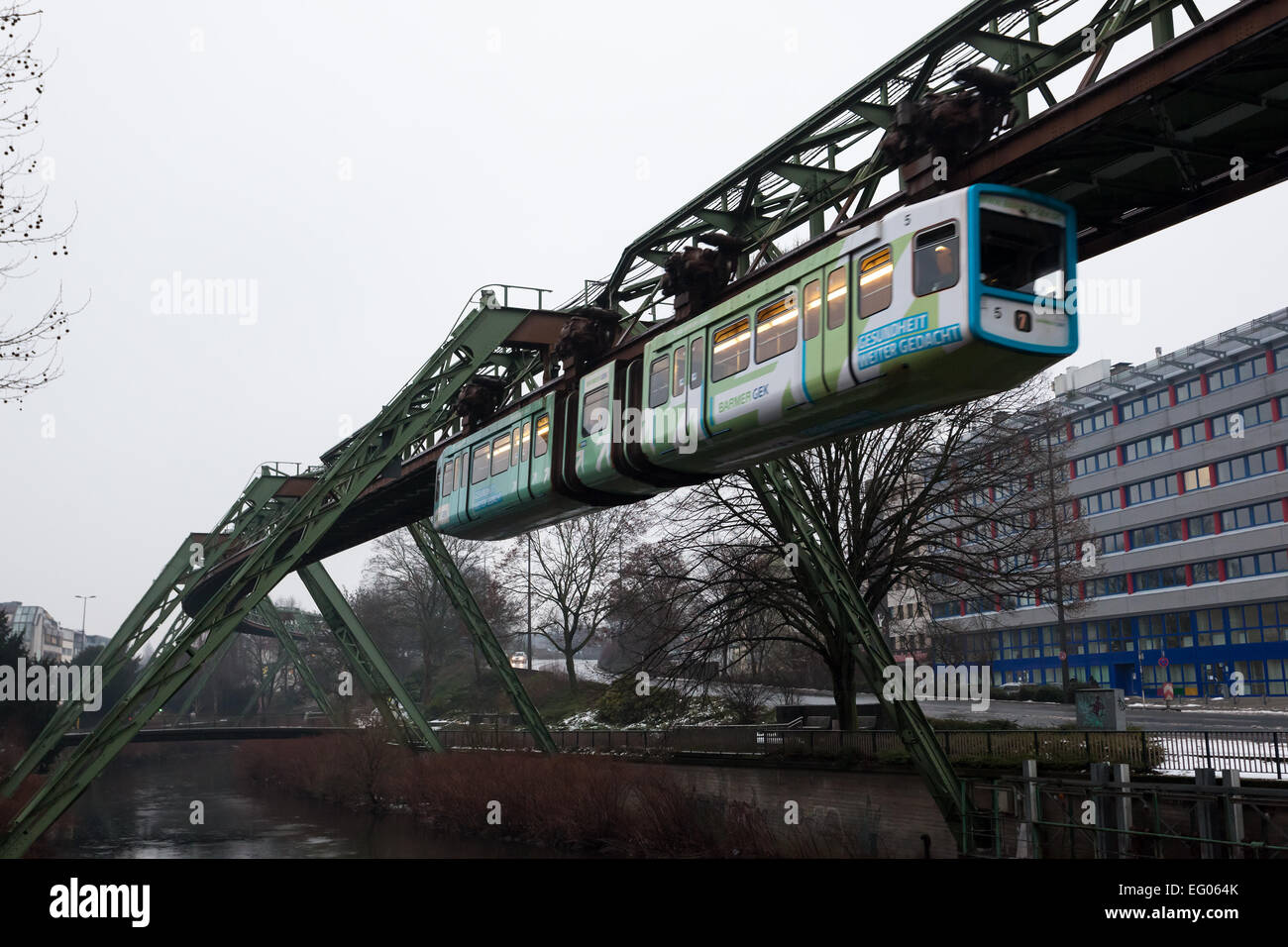 Wuppertal Suspension Railway (Wuppertaler Schwebebahn). The historic Railway was opened in 1901 and is still in use today Stock Photo