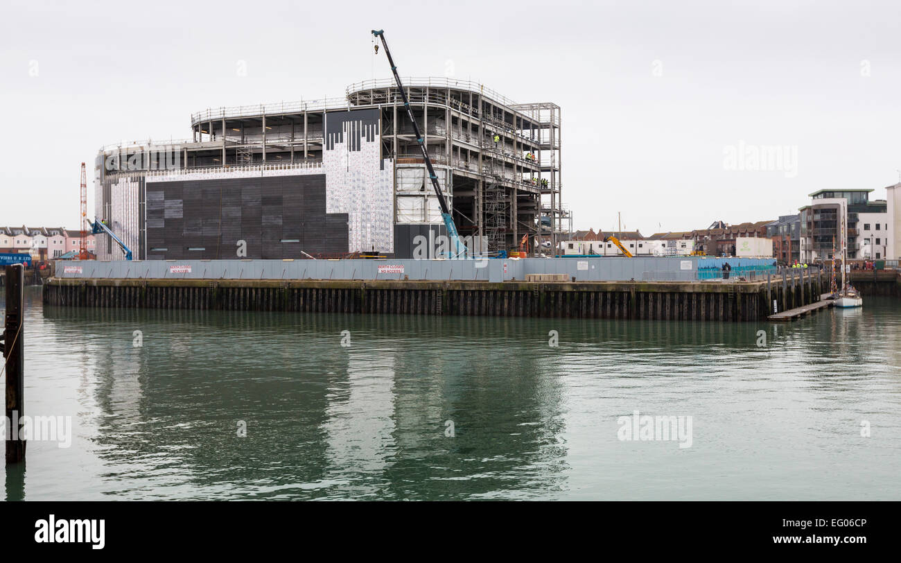 A general view of the Ben Ainslie Racing team base in Old Portsmouth, Hampshire under construction. Stock Photo