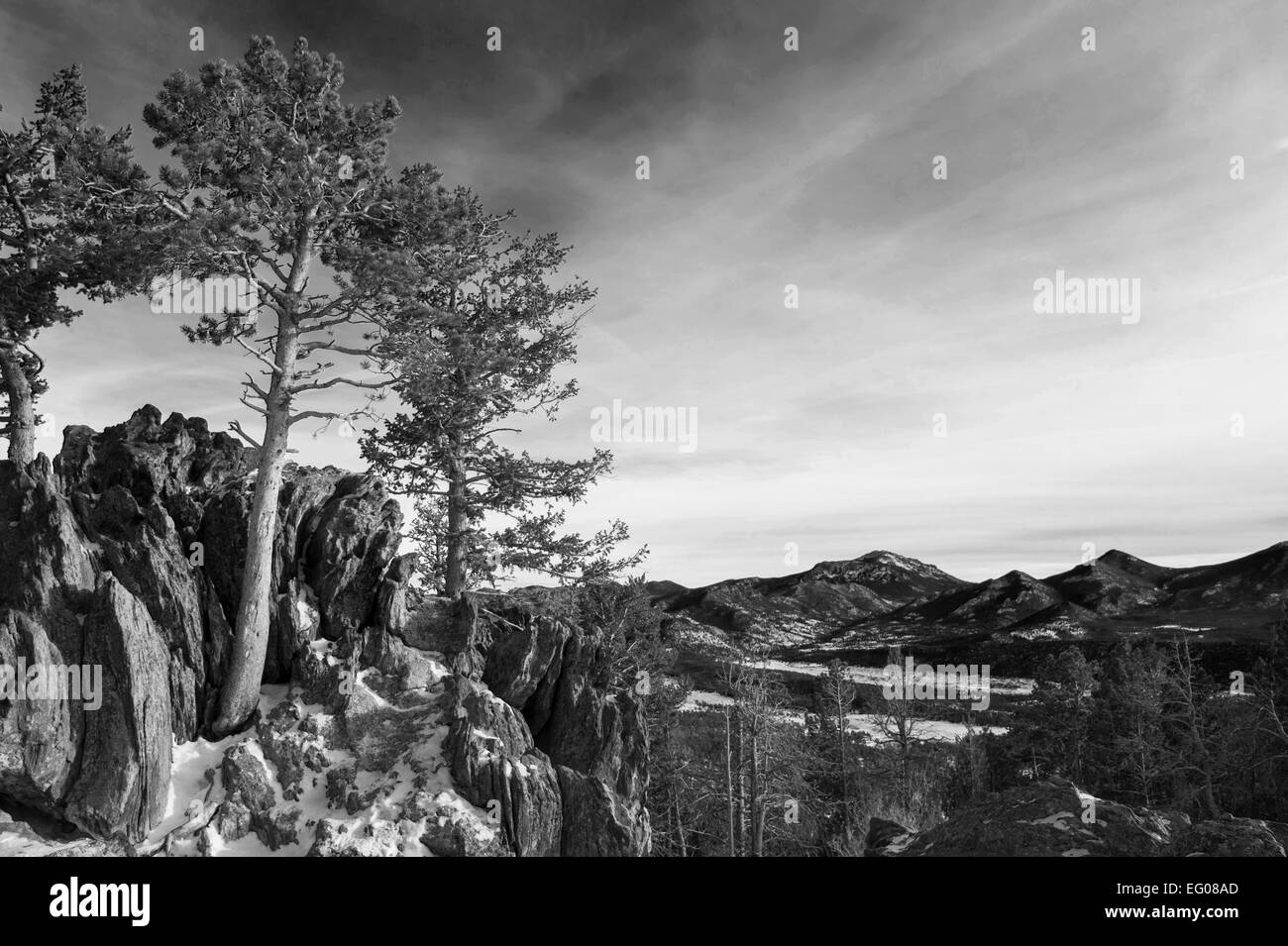 Black and White, Rocky Mountain National Park, winter, Landscape Stock ...