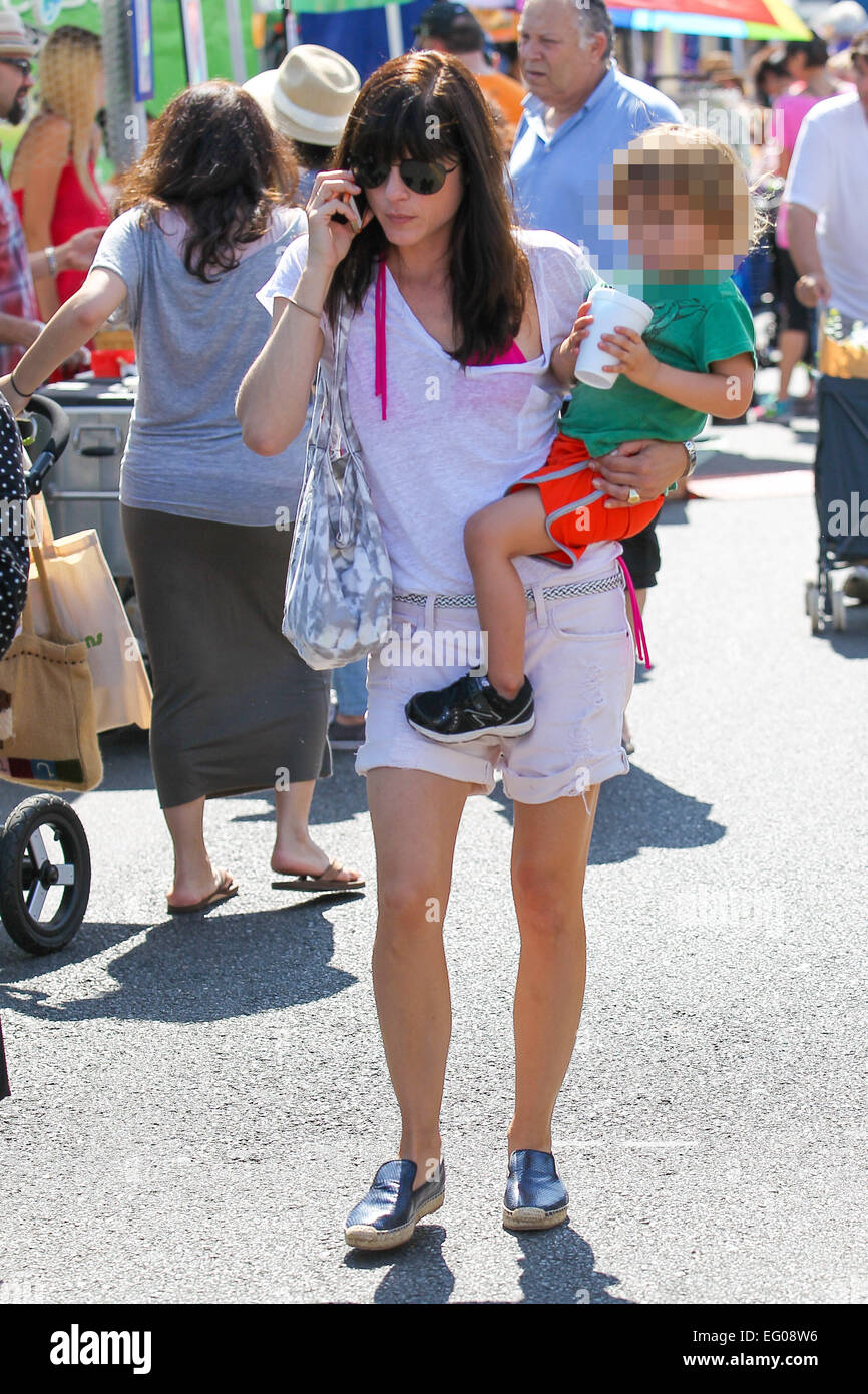 Selma Blair takes her son, Arthur to the Farmers Market Featuring