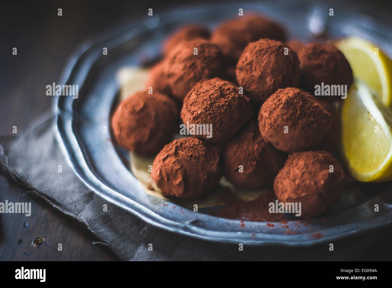 Citrus chocolate truffles Stock Photo