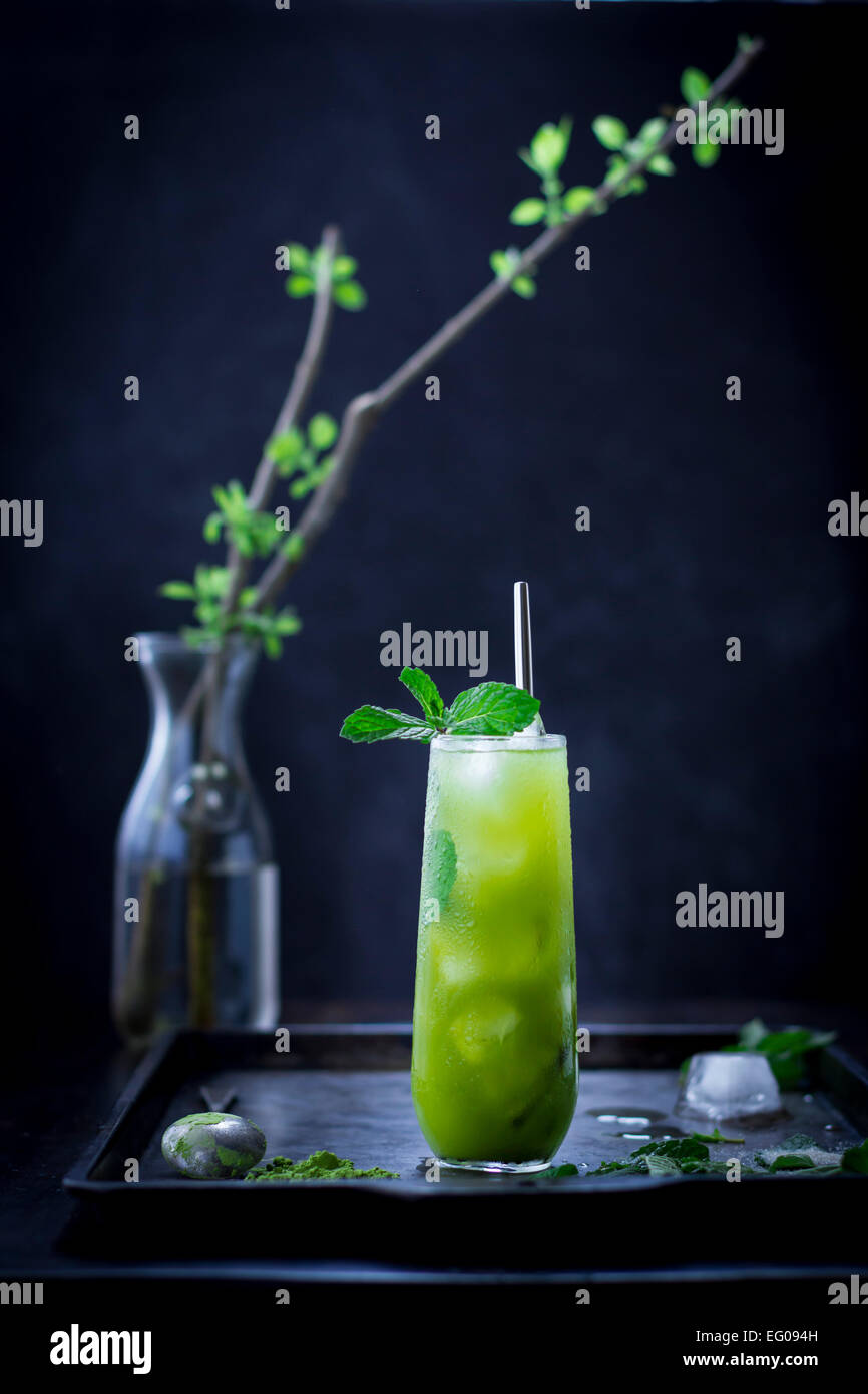 Mint iced matcha green tea Stock Photo Alamy