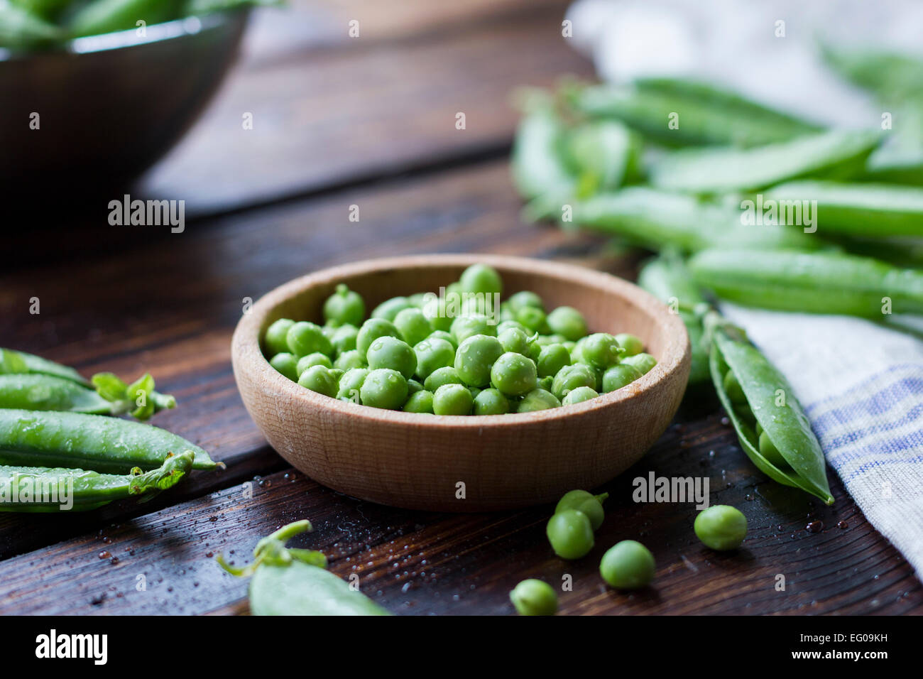 Peas in a bowl Stock Photo