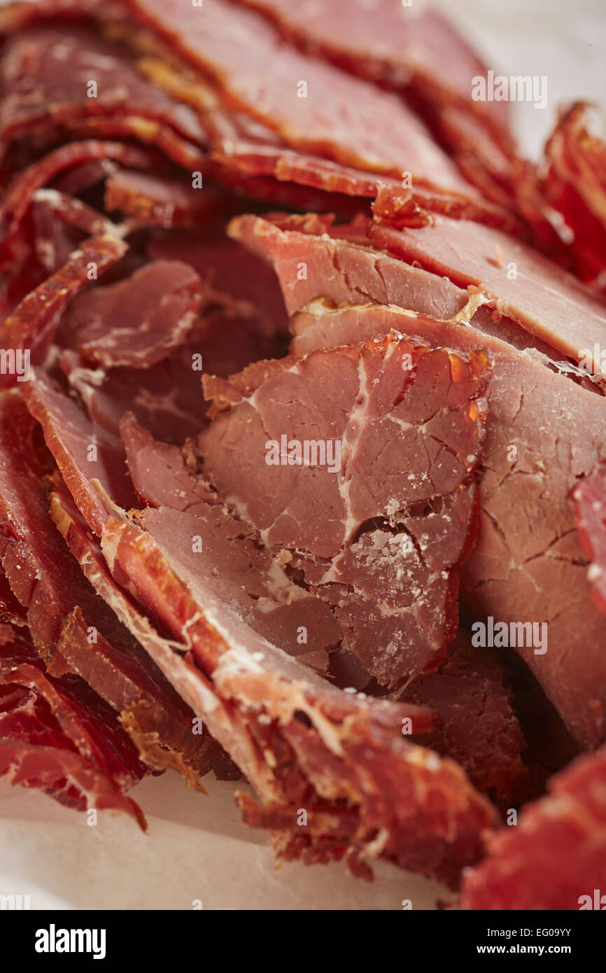 Slices of dried beef, a traditional food from Pennsylvania, USA Stock Photo Alamy