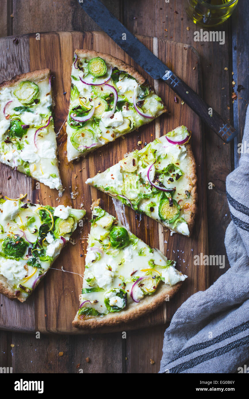 Brussels Sprout Pizza. Stock Photo
