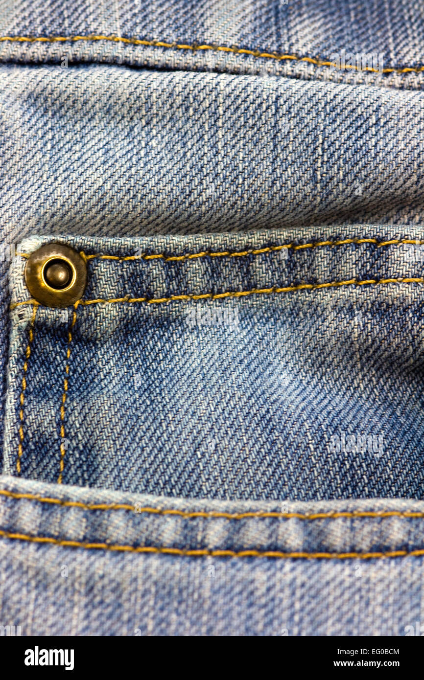 Blue Denim jeans pocket close-up Stock Photo - Alamy