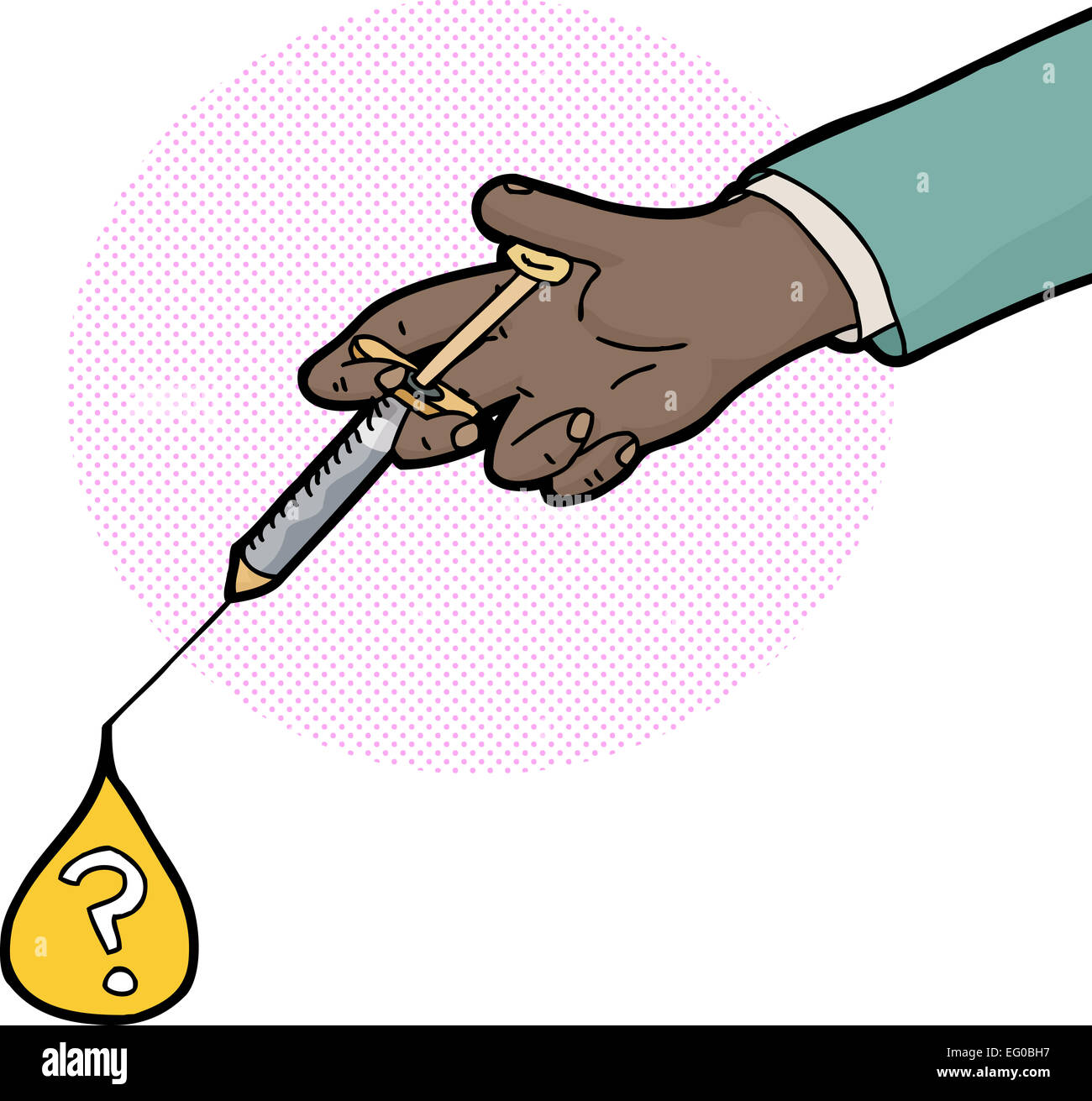 Question mark inside droplet of serum from syringe Stock Photo Alamy