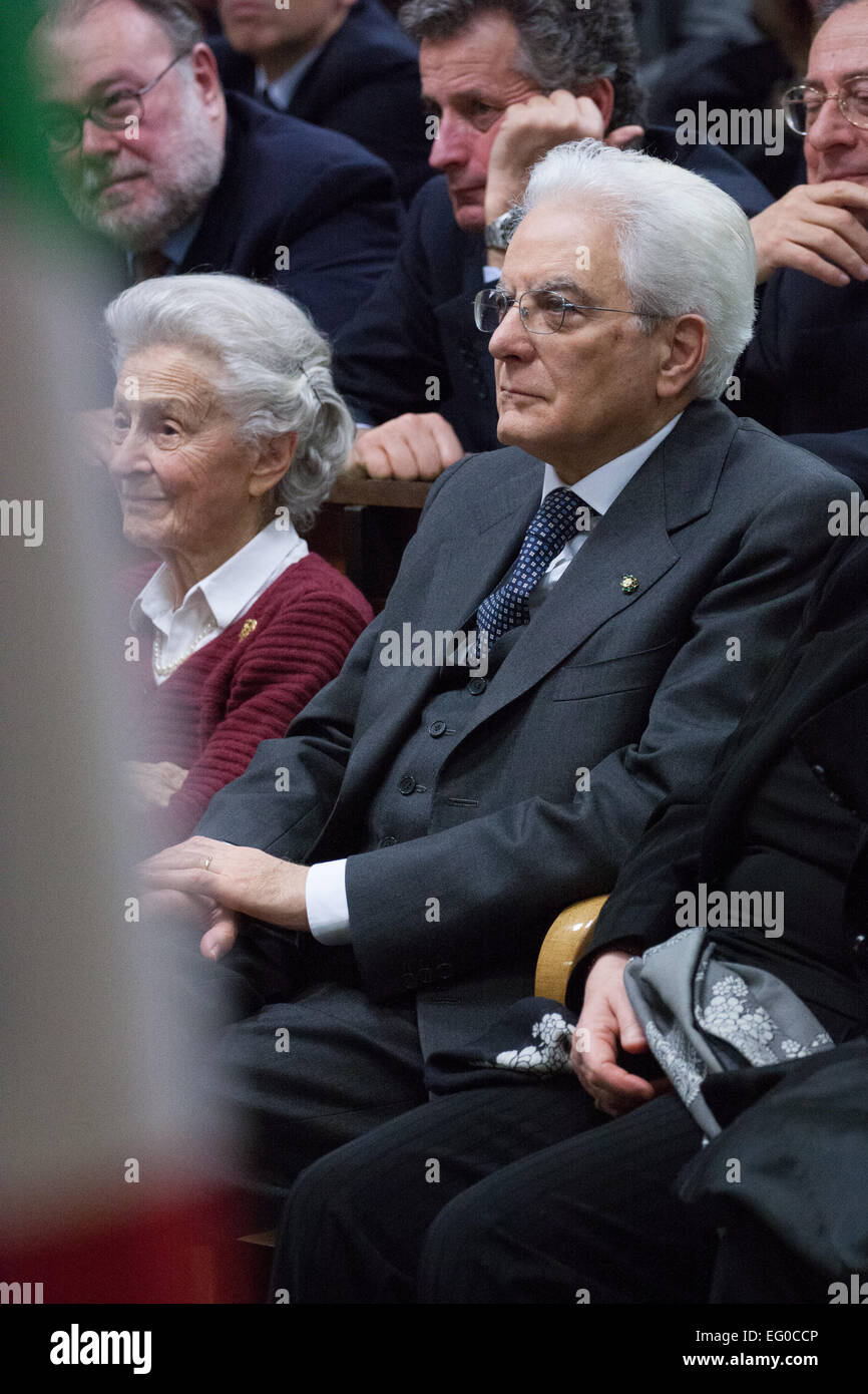The President of Italian Republic Sergio Mattarella. Commemoration ceremony at the Faculty of Political Science, University 'La Sapienza' of Rome, of the lawyer and politician Vittorio Bachelet killed by the Red Brigades in 1980. Present at the ceremony various authorities in the world of culture and politics, and the President of the Italian Republic Sergio Mattarella. © Luca Prizia/Pacific Press/Alamy Live News Stock Photo