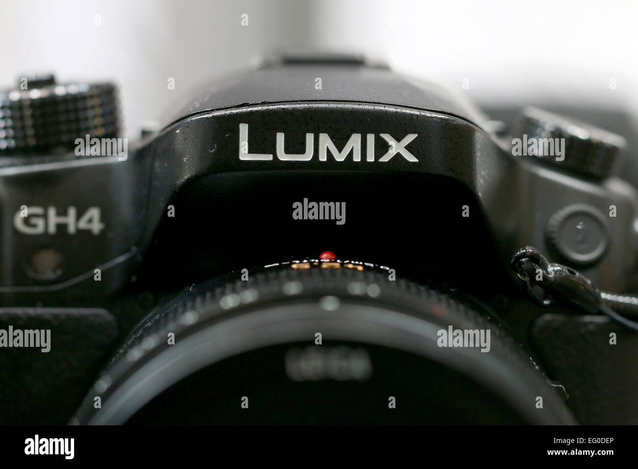 Tokyo. 12th Feb, 2015. Panasonic Corp. Lumix DMC-GH4 mirrorless digital camera is displayed at the CP 2015 (Camera and Imaging Show) in Yokohama, south of Tokyo, February 12, 2015. The show for latest photography and video equipments will run until February 15. © Takeshi Sumikura/AFLO/Alamy Live News Stock Photo