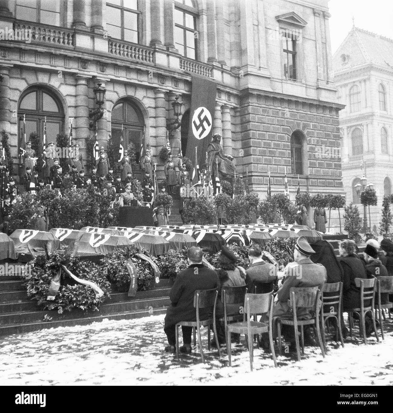WWII Prague, Protectorate of Bohemia and Moravia, grieving Stock Photo