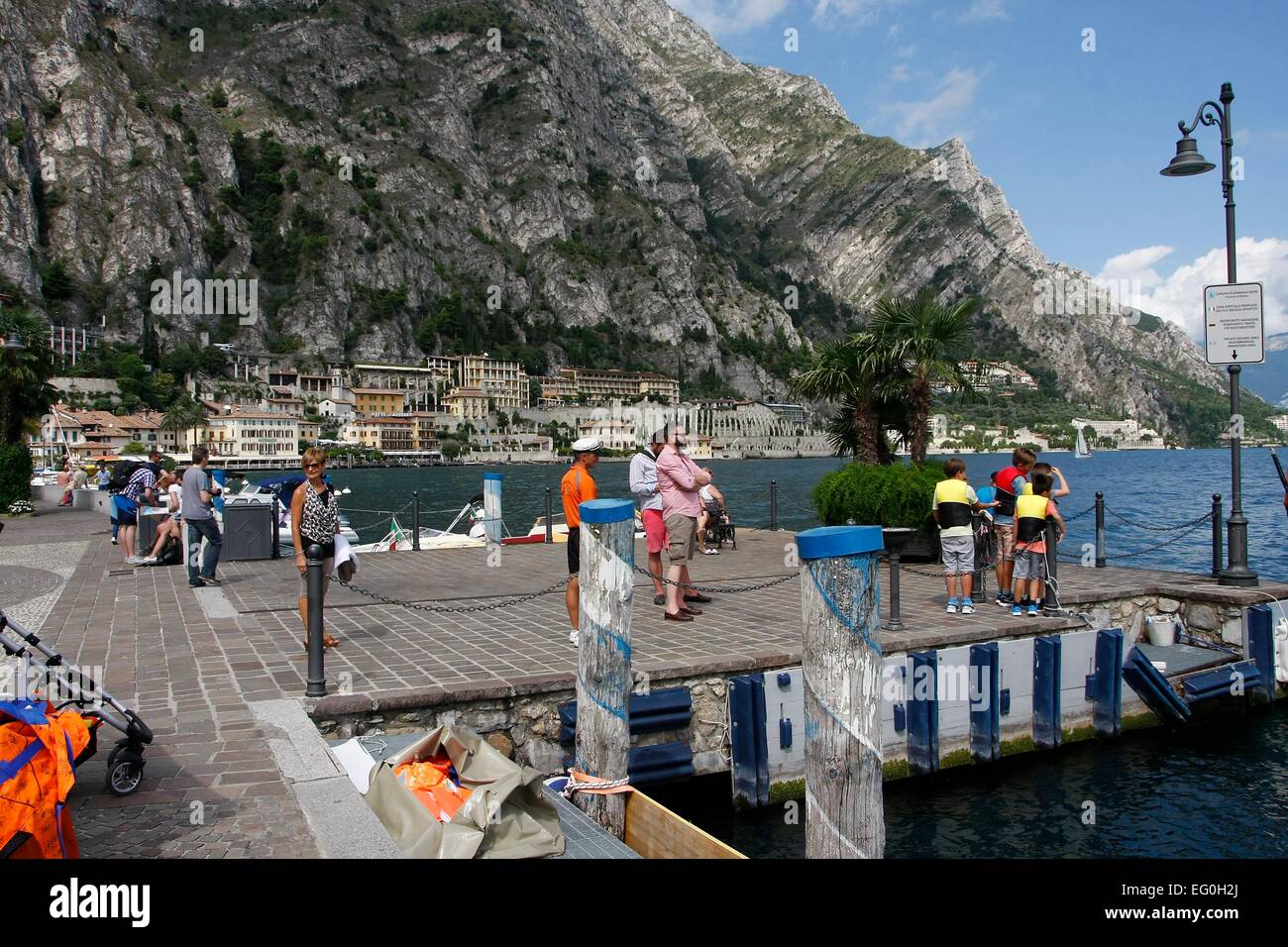 The promenade overlooking parts of Limone sul Garda, the bay and the ...
