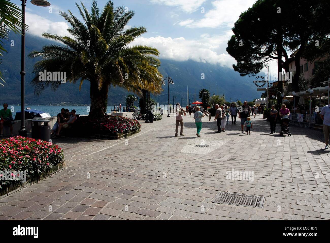 The promenade overlooking parts of the bay and the harbor. Limone sul ...
