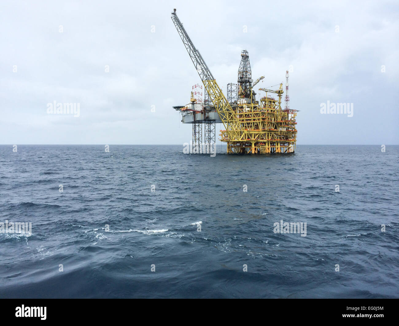 Oil and gas platform at sea Stock Photo