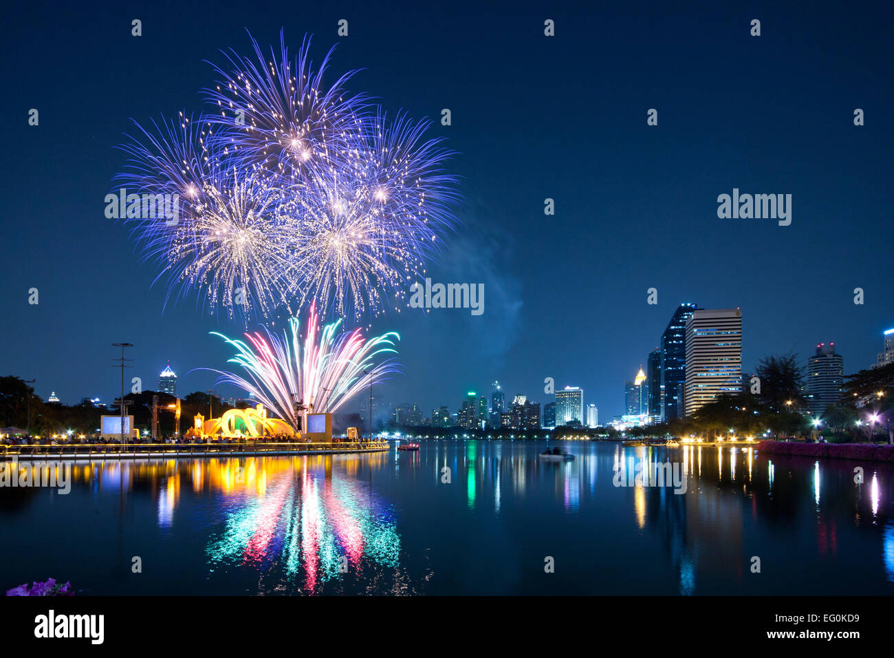 Thailand, Bangkok, Firework festival Stock Photo