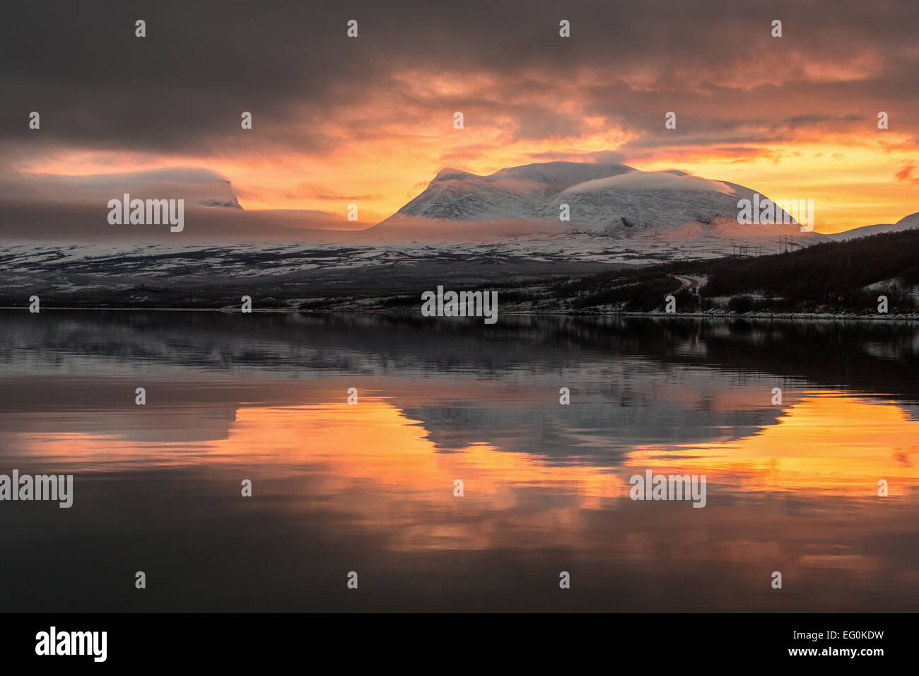 Sweden, Norrland, Arctic morning colors over Lapporten Stock Photo