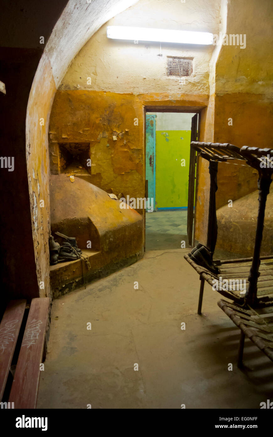 Prisoner cell, Patarei prison, Kalamaja district, Tallinn, Estonia, Baltic states, Europe Stock Photo