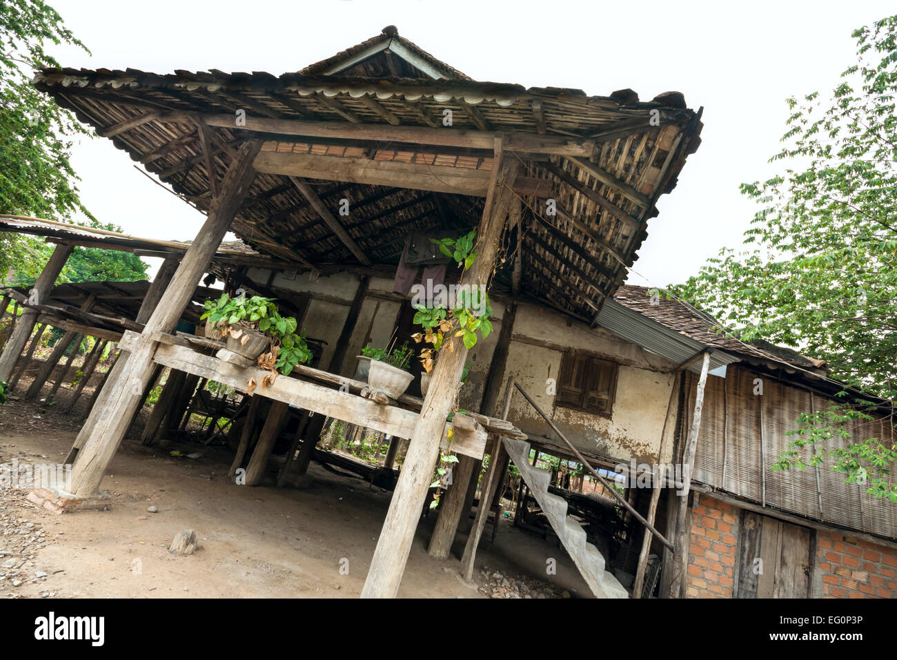 Kon Tum minority communities, Vietnam. Bahnar (Ba Na) ethnic group (traditional house). Stock Photo