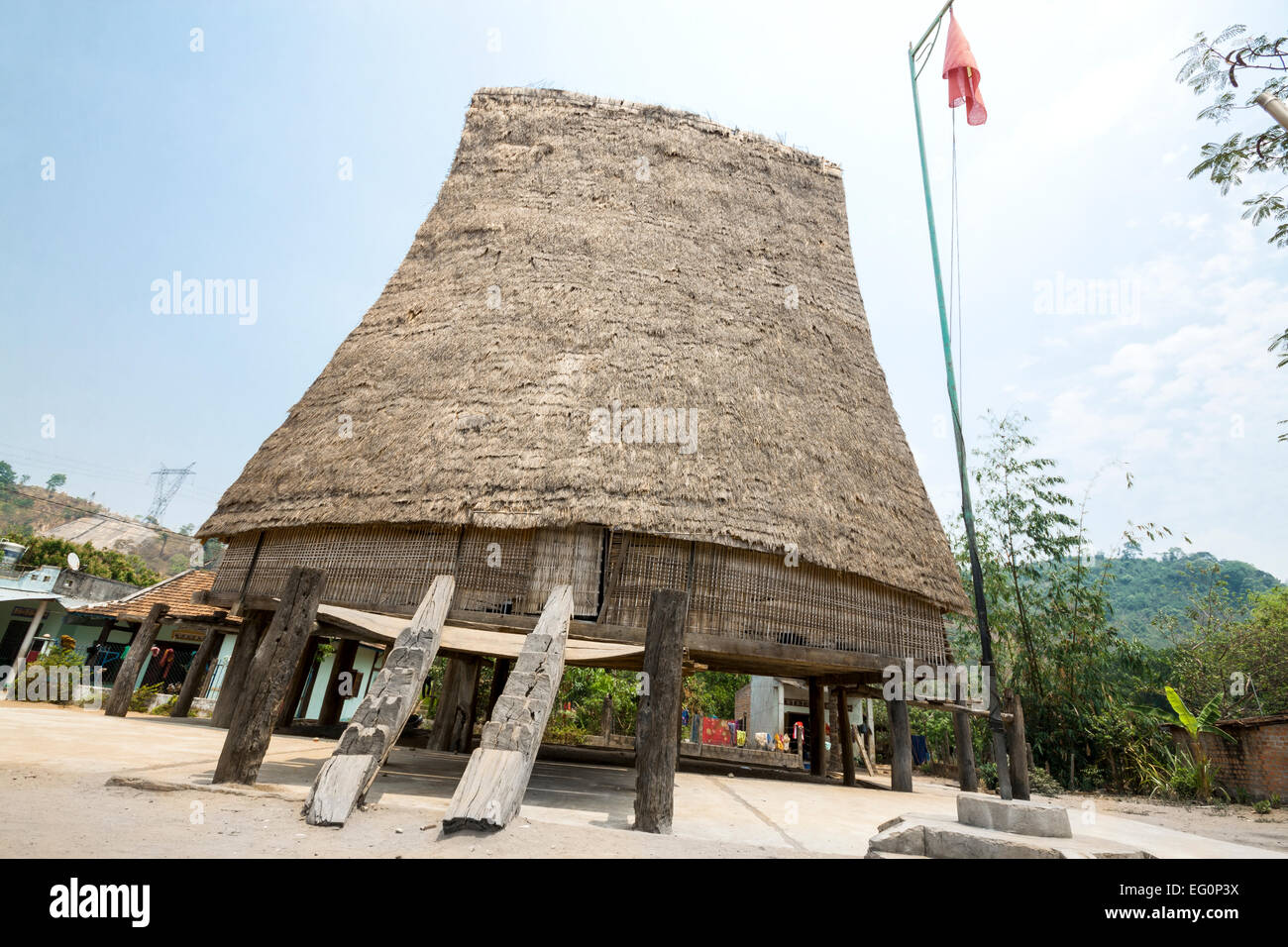Kon Tum minority communities, Vietnam. Bahnar (Ba Na) ethnic group (Banhar Communal House). Stock Photo