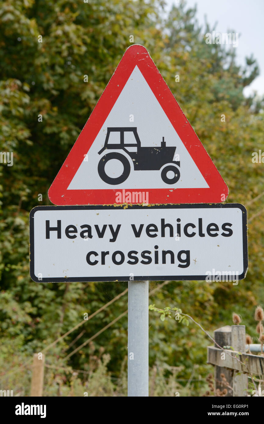 Heavy Vehicles crossing sign and symbols Stock Photo