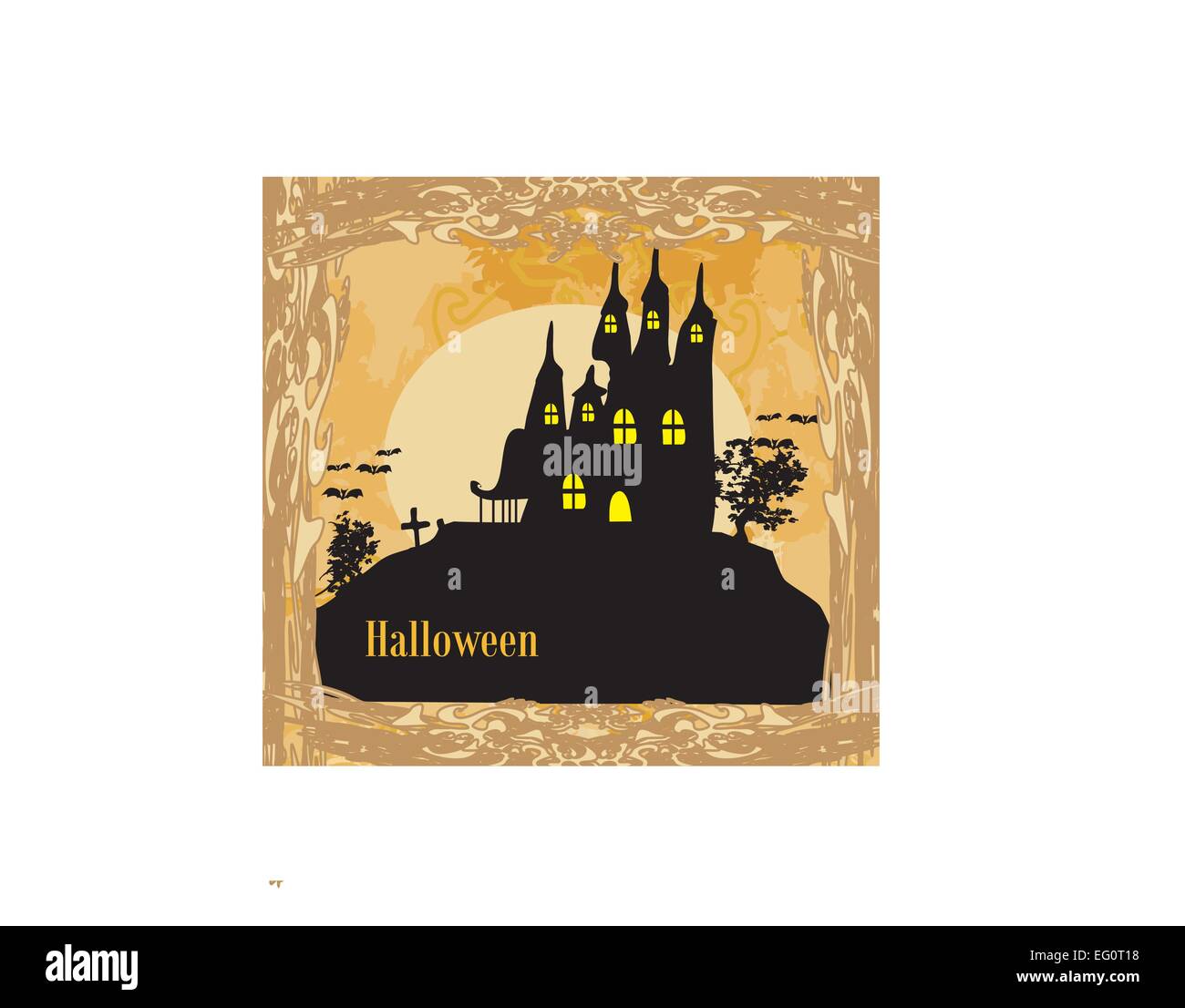 grungy Halloween background with haunted house Stock Vector Image & Art ...