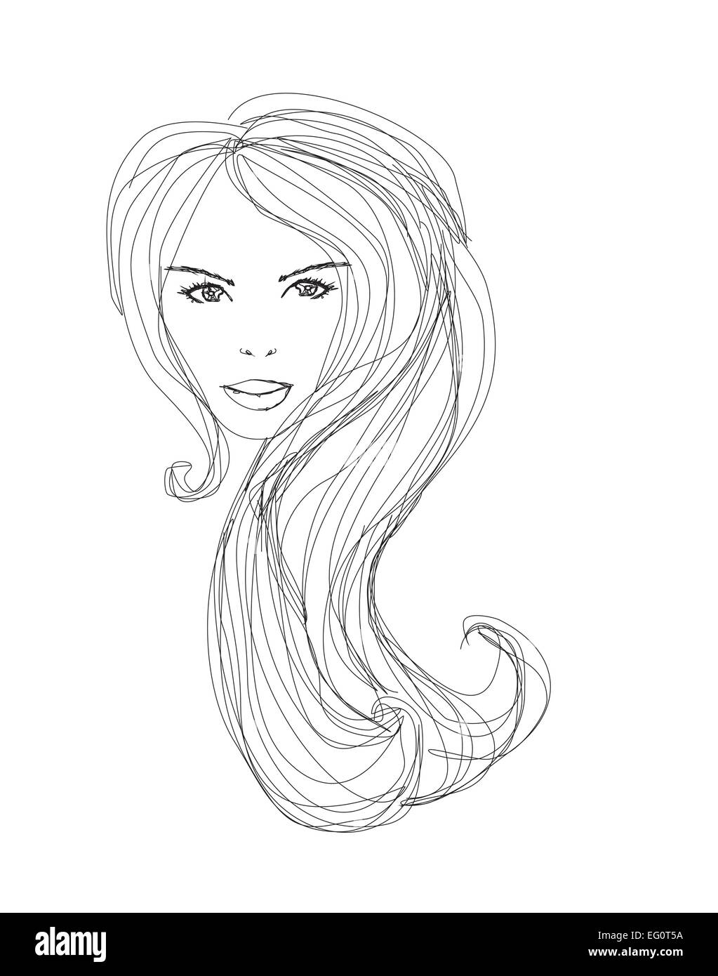 Abstract Beautiful Woman doodle Portrait Stock Vector Image &amp; Art - Alamy