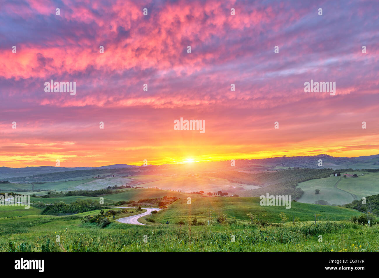 Tuscany sunrise Stock Photo