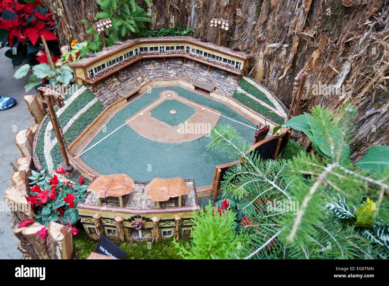 Miniature model of a baseball park Stock Photo