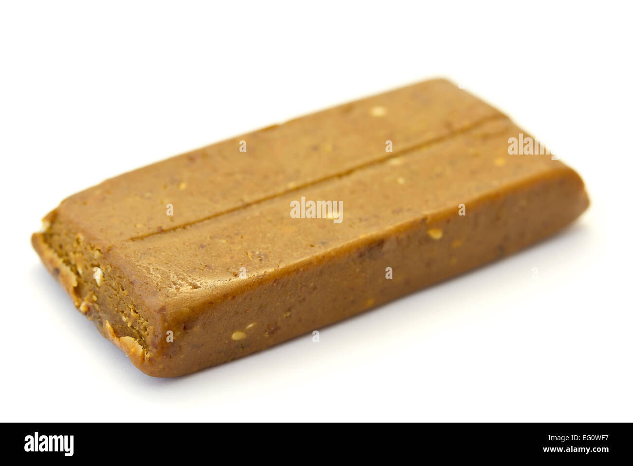 A organic raw food protein bar on white background. Stock Photo