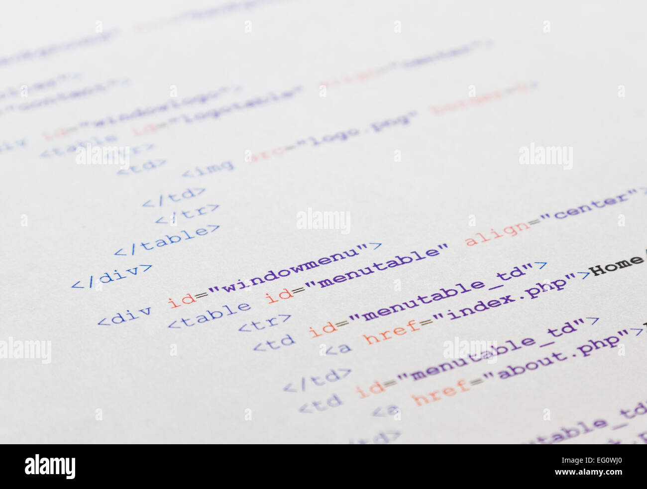 HTML code for a web page Stock Photo - Alamy