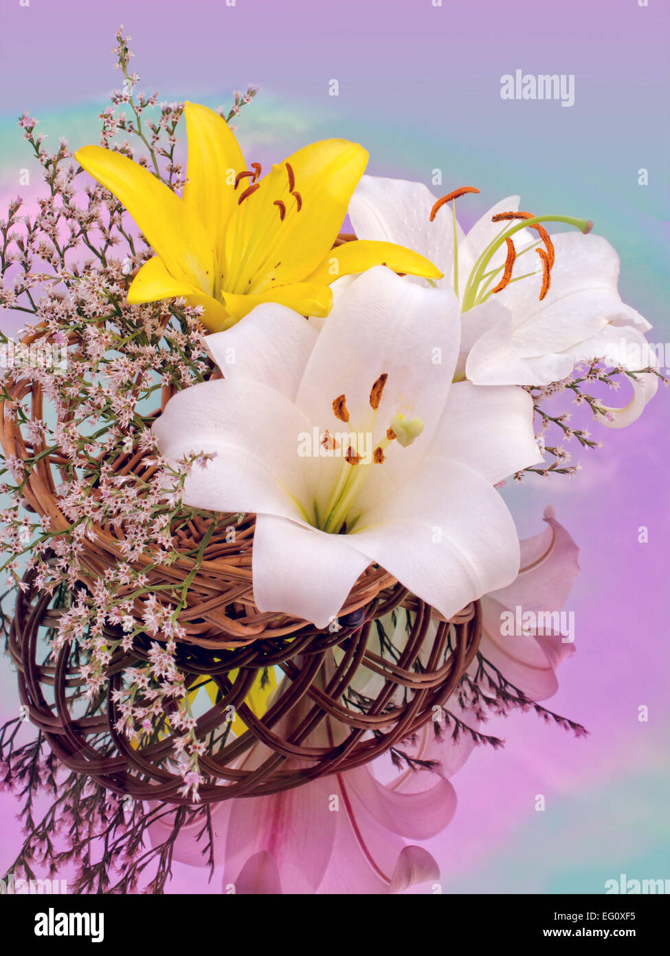 Bouquet Of Beautiful Lilies Stock Photo - Alamy