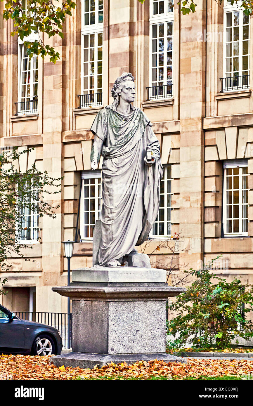 Stuttgart Germany - Friedrich Schiller statue in front of opera theater